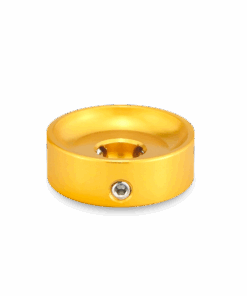 A yellow object with a hole in it.