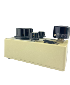 Barefoot Buttons V1 Tallboy Black footswitch topper installed on a guitar effects pedal switch.