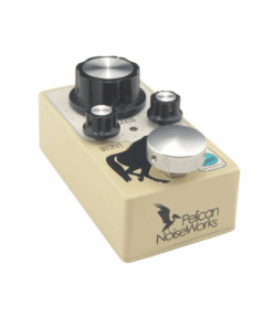 Barefoot Buttons V1 Standard Silver footswitch topper installed on a Pelican Noiseworks guitar effects pedal.