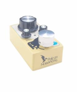 Barefoot Buttons V1 Tallboy Silver footswitch topper installed on a Pelican Noiseworks guitar pedal.