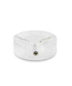 A white plastic container with a hole in it.