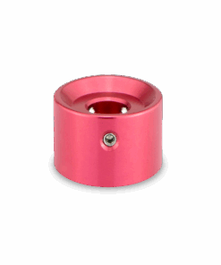 A pink metal object is shown on the black background.
