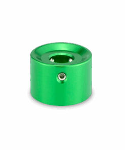 A green object is shown on the black background.