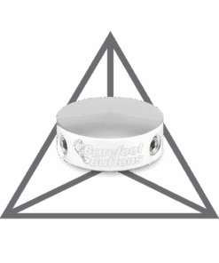 A white plastic band with the words " crystal jewelry ".