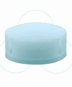 A white plastic container with three circles around it.