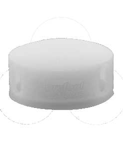 A white plastic container with three circles around it.