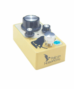 Barefoot Buttons V1 Tallboy Mini Silver footswitch topper installed on a Pelican Noiseworks guitar pedal.