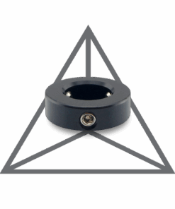 A black object with a triangle and a circle in the middle.