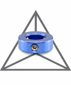 A blue ring sitting in front of an inverted triangle.