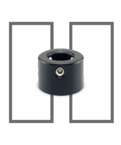 A black metal object with two white lines around it.