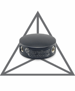 A black and silver triangle with a hat on top of it