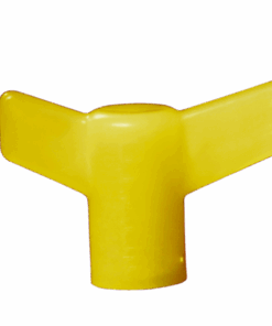 A yellow plastic object is shown on the black background.