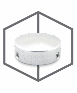 A white metal object with the words " perfect position ".