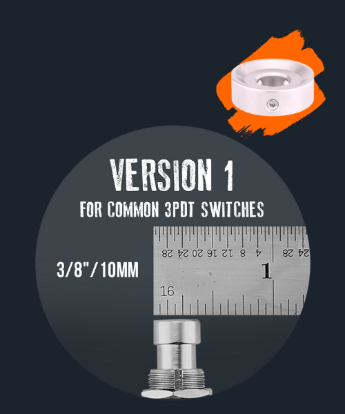 A metal ruler and an aluminum tube with the words " version 1 for common 3 pdt switches ".