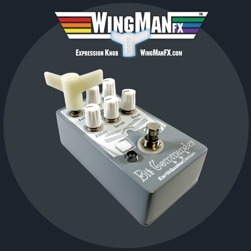 A white Wingman installed on an fx pedal switch.