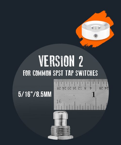 Barefoot Buttons Version 2 footswitch topper sizing graphic showing switch diameter for V2 switches.