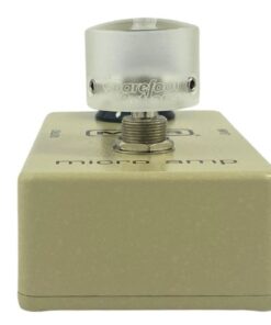 Barefoot Buttons V1 Tallboy Acrylic Clear footswitch topper installed on a guitar effects pedal switch, straight-on view