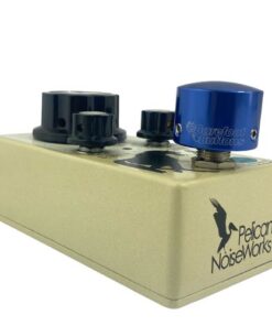 Barefoot Buttons V1 Tallboy Dark Blue footswitch topper installed on an angled guitar effects pedal switch