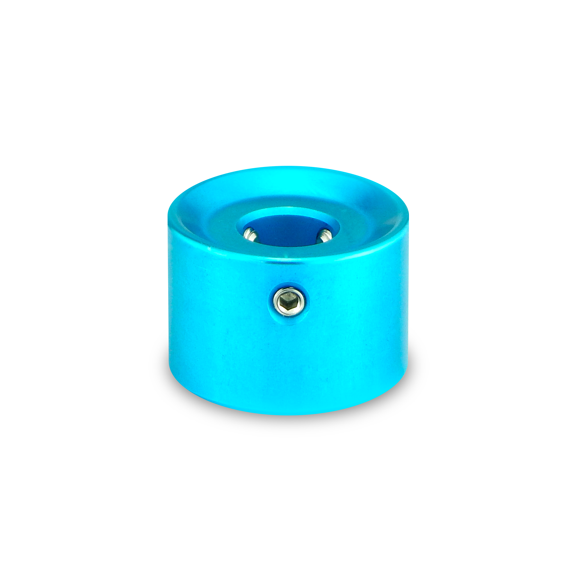 Barefoot Buttons V1 Tallboy Light Blue guitar pedal footswitch topper bottom view for 3PDT switch 3/8 inch 10mm